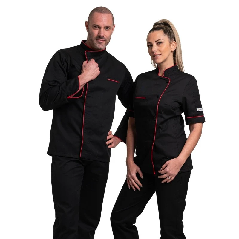 Veste de Cuisine Femme Liseré Rouge MC - MANELLI - Image 4