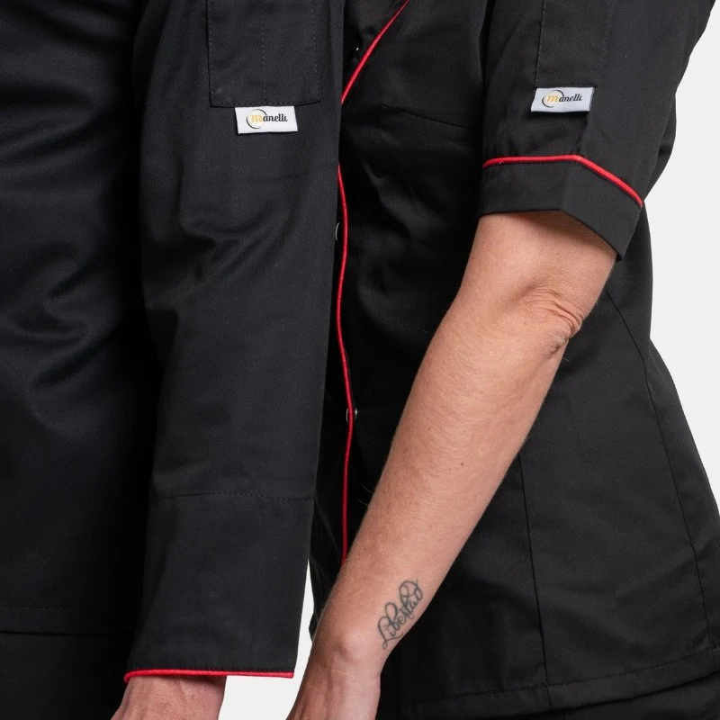 Veste de Cuisine Femme Liseré Rouge MC - MANELLI - Image 5