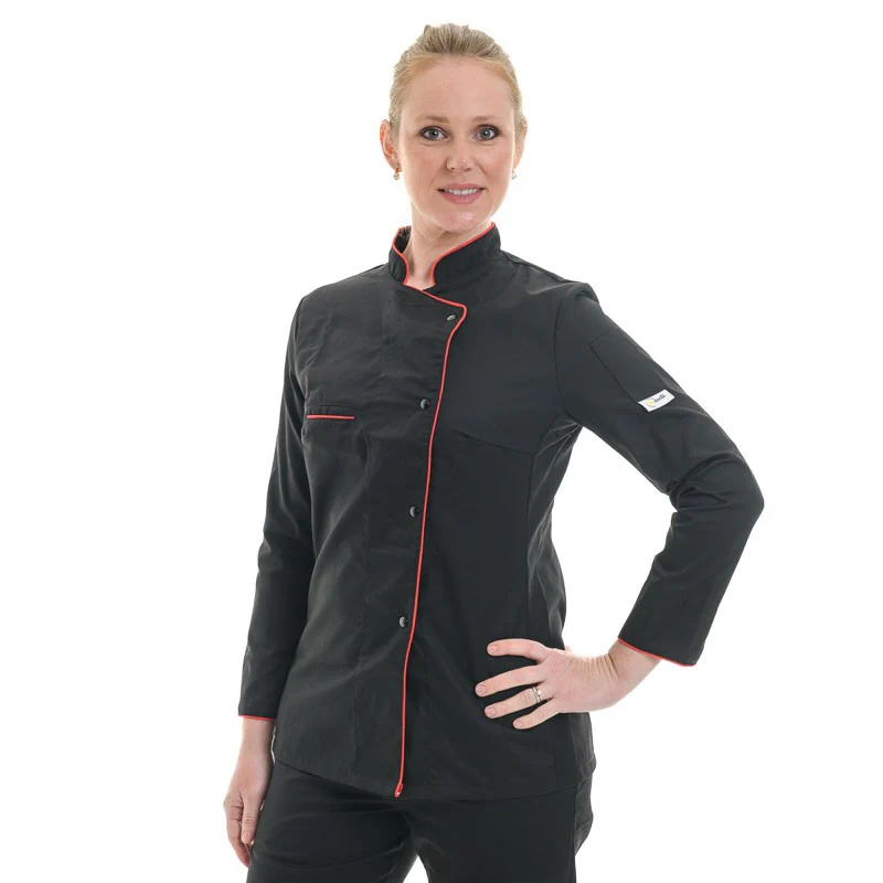 Veste de Cuisine Femme Liseré Rouge MC - MANELLI - Image 6