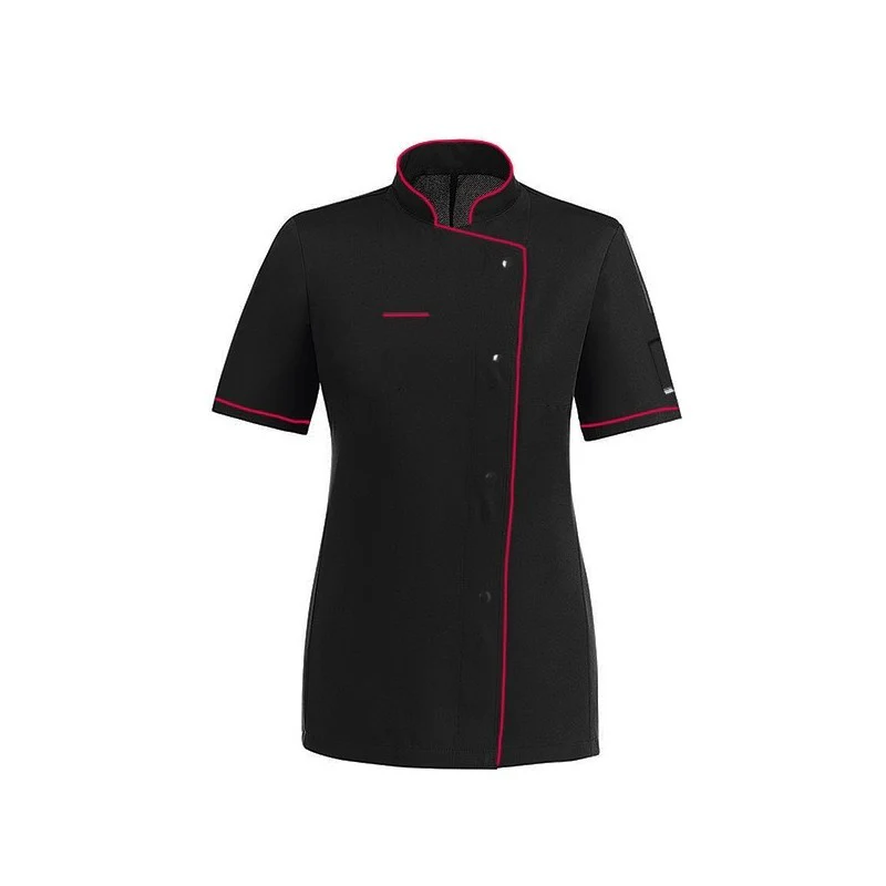 Veste de Cuisine Femme Liseré Rouge MC - MANELLI - Image 7