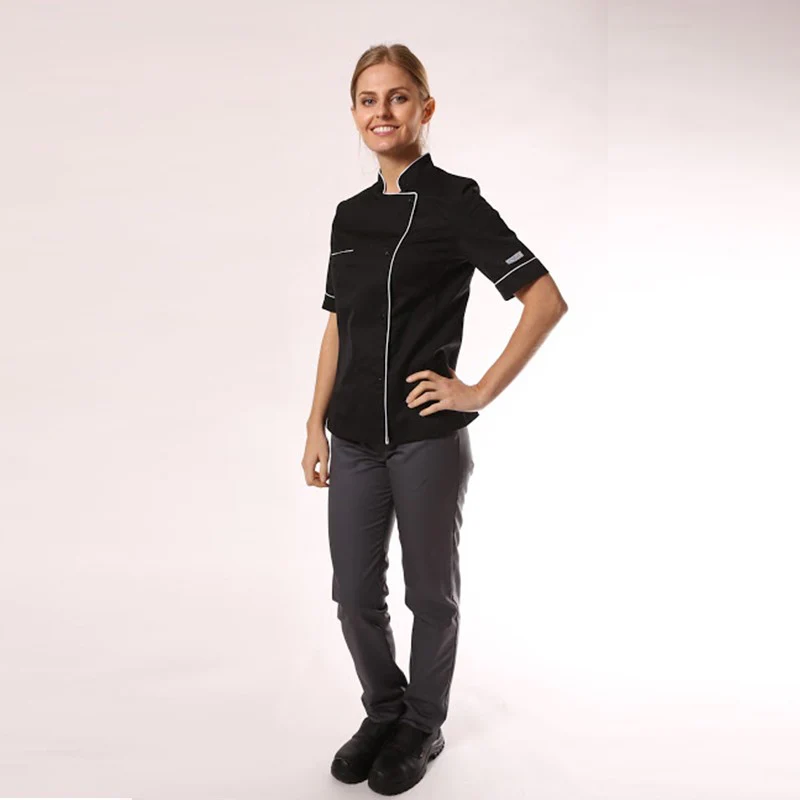 Veste de Cuisine Femme Liseré Rouge MC - MANELLI - Image 9