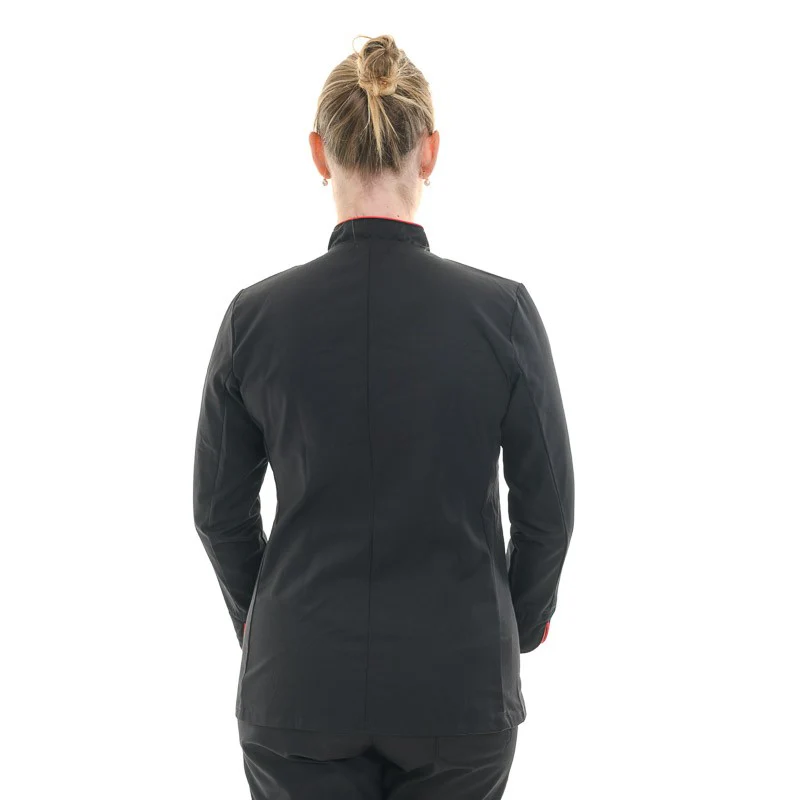 Veste de Cuisine Femme Manches Longues Liseré Rouge - MANELLI - Image 3