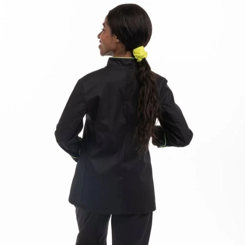 Veste de Cuisine Femme Liseré Vert Manches Courtes - MANELLI - Image 4