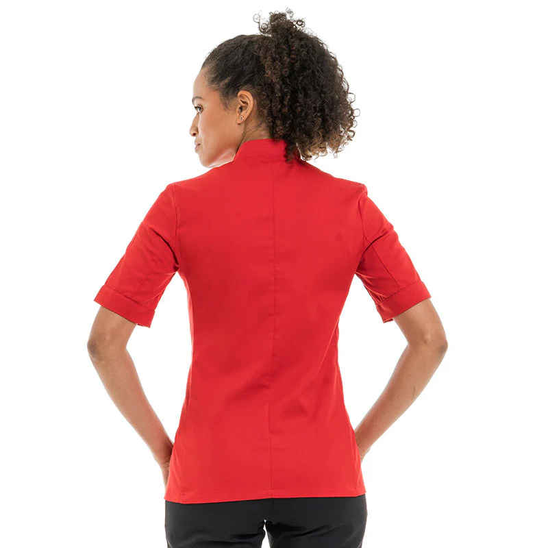 Veste de Cuisine Femme Manches Courtes Rouge - MANELLI - Image 4