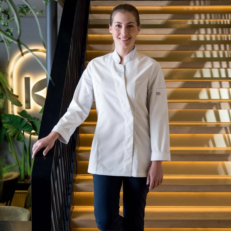 Veste de Cuisine Femme Manches Longues Alpilles Blanc - ROBUR - Image 8