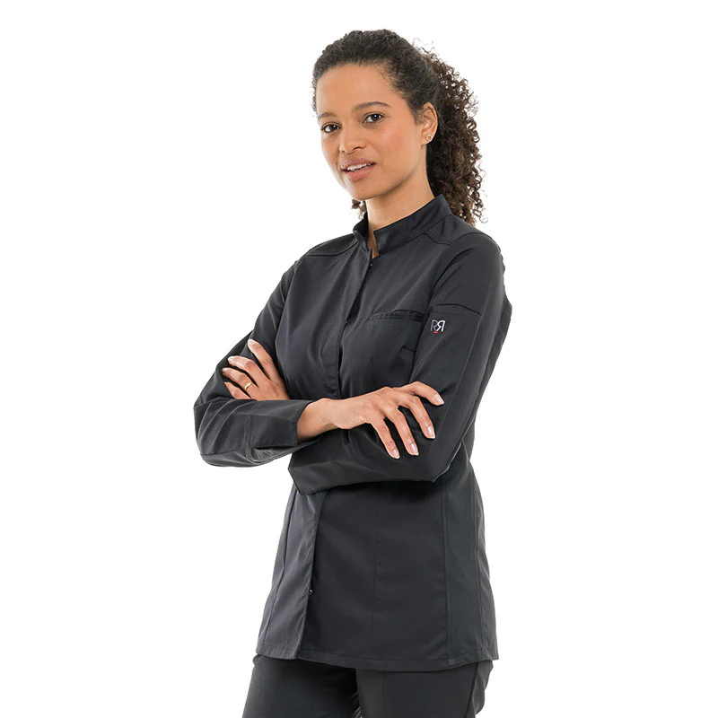 Veste de Cuisine Femme Manches Longues Elbax Noir - ROBUR - Image 4