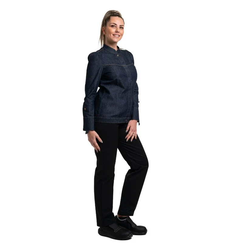 Veste de Cuisine Femme Manches Longues Holly Denim Brut - ROBUR - Image 3