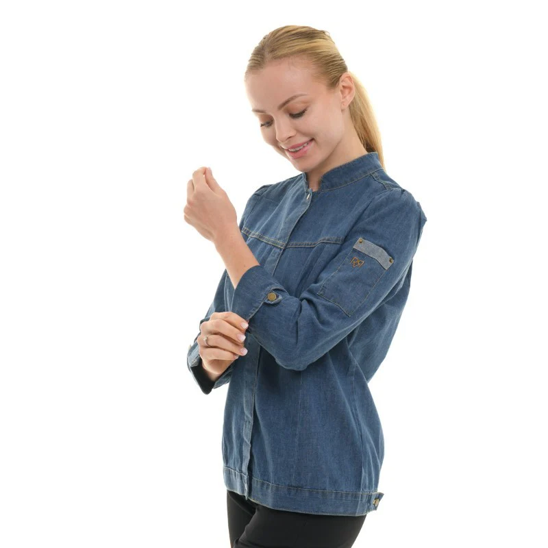 Veste de Cuisine Femme Manches Longues Holly Denim Délavé - ROBUR - Image 2