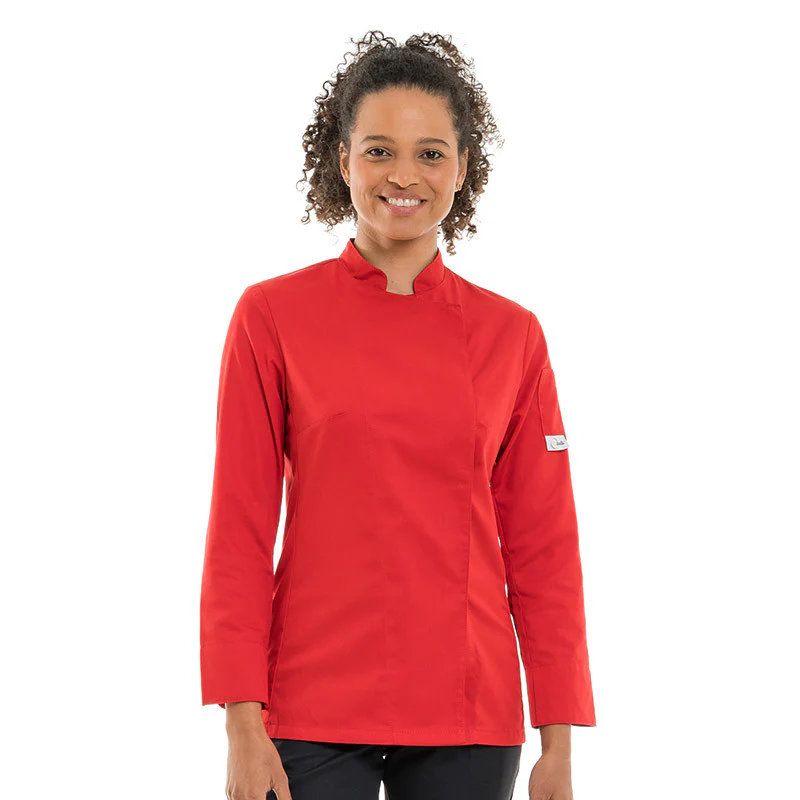 Veste de Cuisine Femme Manches Longues Rouge - MANELLI