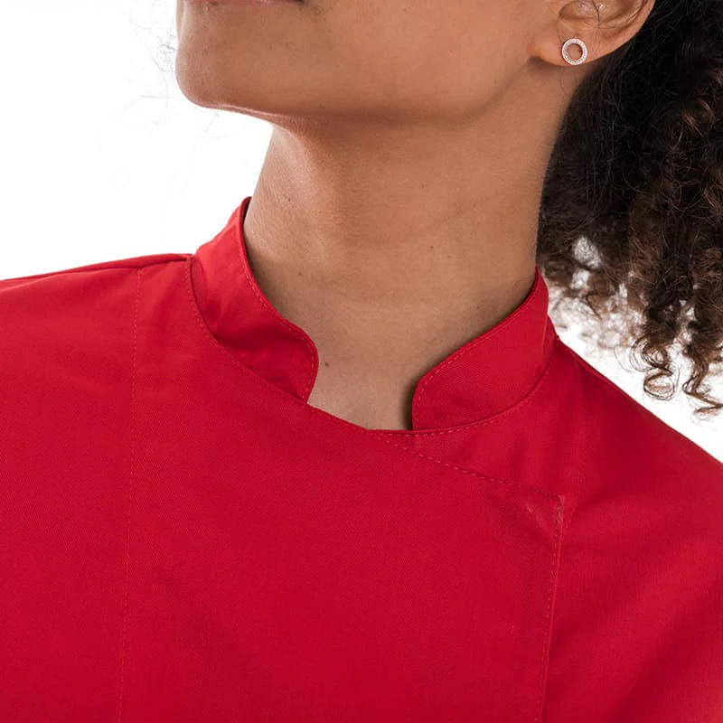Veste de Cuisine Femme Manches Longues Rouge - MANELLI - Image 7