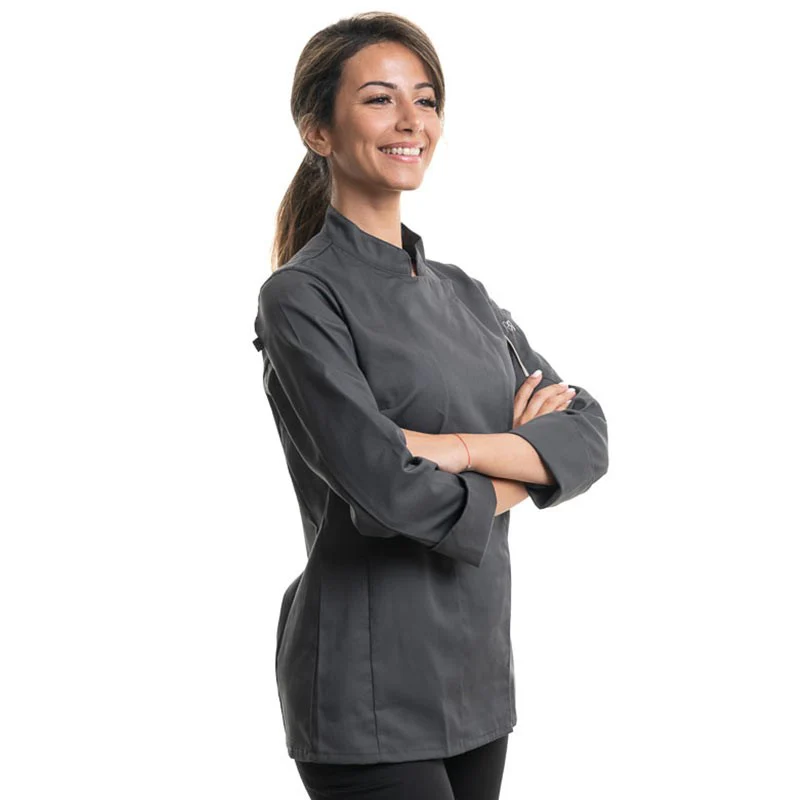 Veste de Cuisine Femme Manches Longues UNERA Anthracite - ROBUR - Image 2
