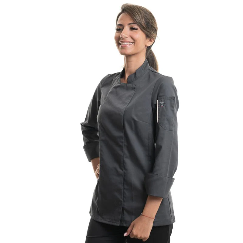 Veste de Cuisine Femme Manches Longues UNERA Anthracite - ROBUR - Image 3