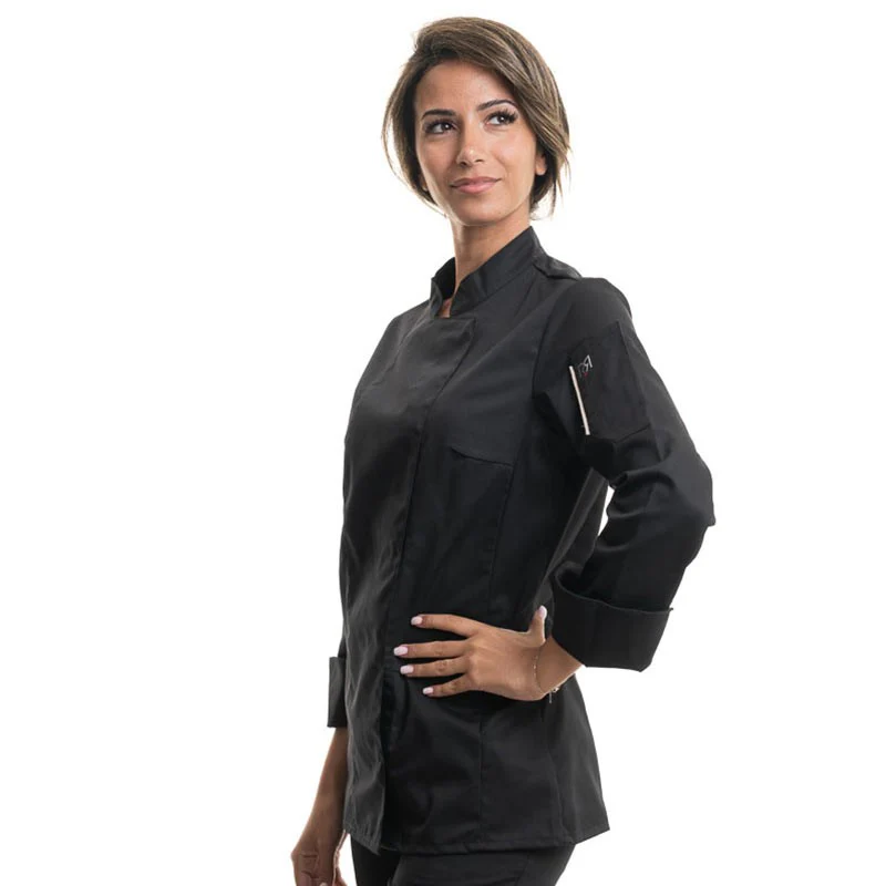 Veste de Cuisine Femme Manches Longues Unera Noir - ROBUR - Image 2