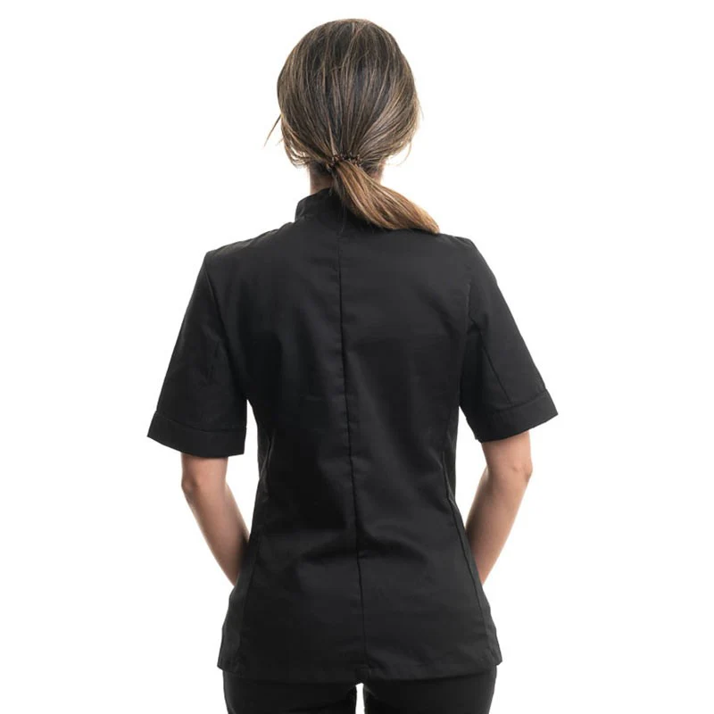 Veste de Cuisine Noire Femme Manches Courtes - MANELLI - Image 3