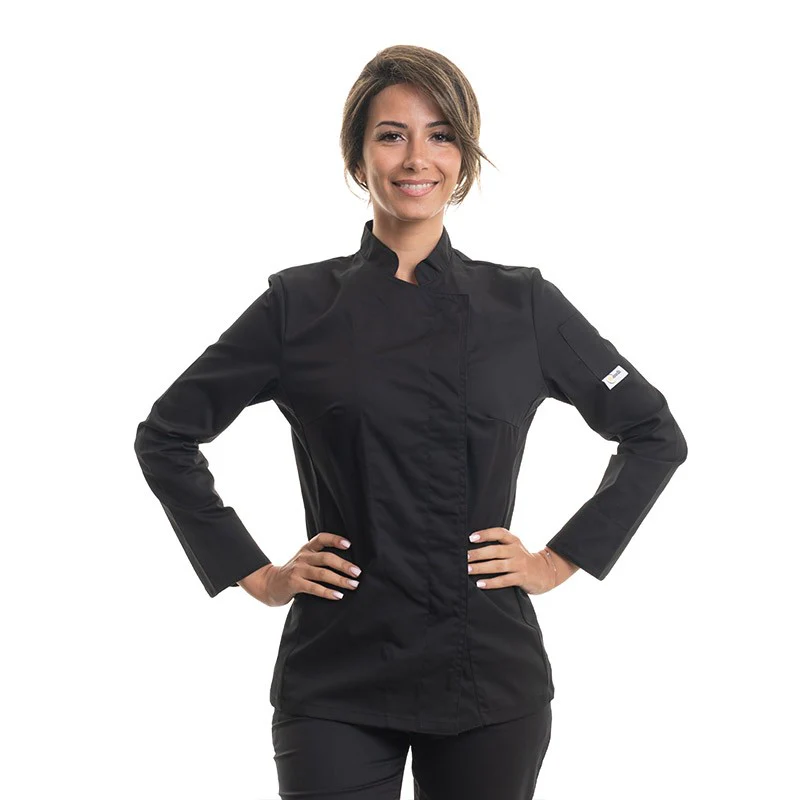 Veste de Cuisine Noire Femme Manches Courtes - MANELLI - Image 5