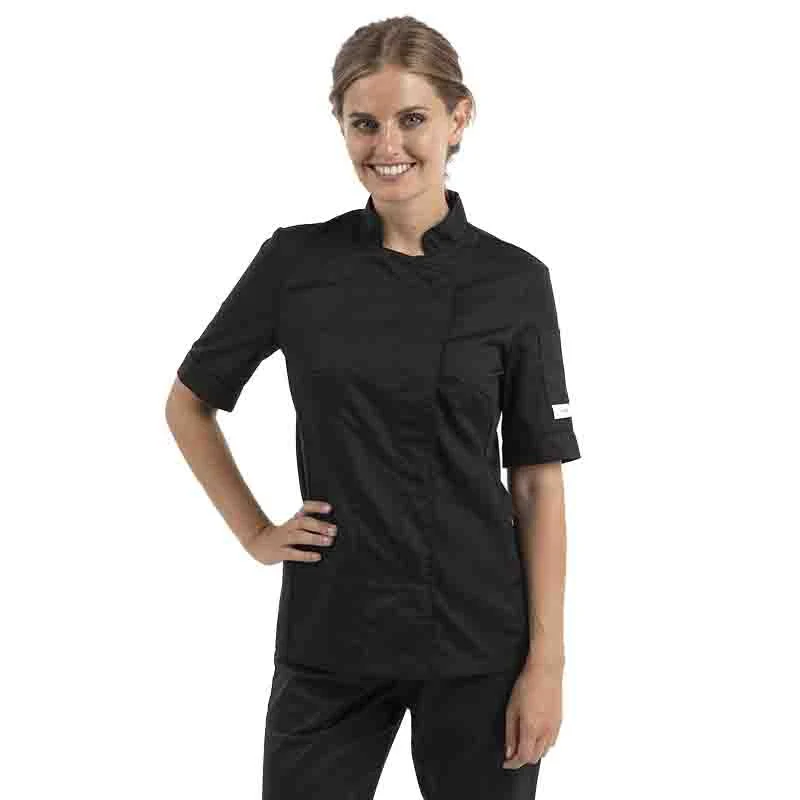 Veste de Cuisine Femme Noire Dos Aéré Manches Courtes - MANELLI - Image 2