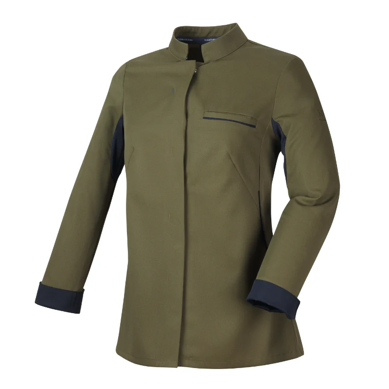 Veste de Cuisine Femme Escale Manches Longues Olive - ROBUR