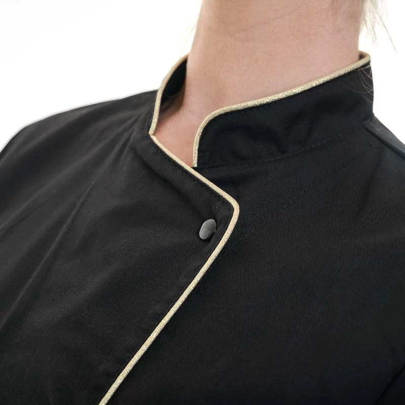 Veste de Cuisine Femme Noire Liseré Or - MANELLI - Image 5