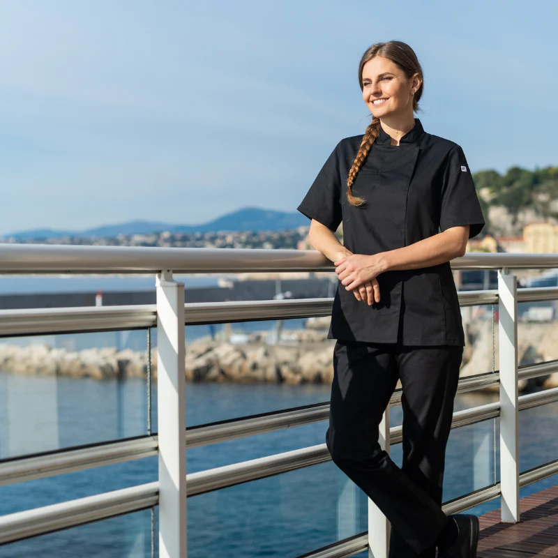 Veste de Cuisine Femme Normande Noir Made in France - MANELLI - Image 6