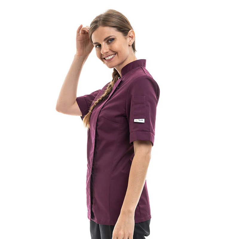 Veste de Cuisine Femme Manches Courtes Prune Lady - MANELLI - Image 3