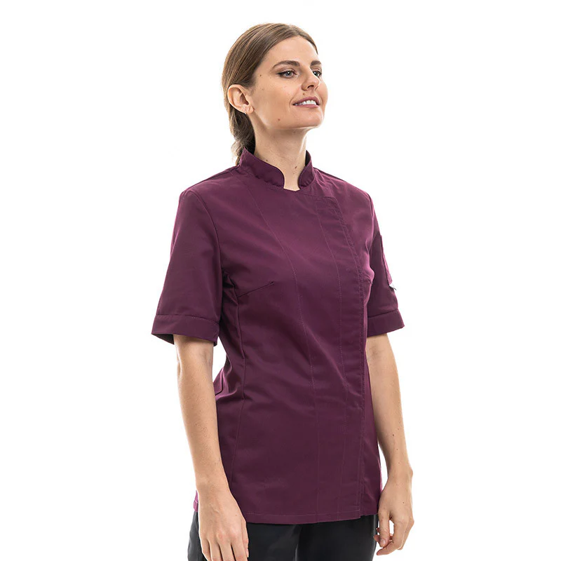 Veste de Cuisine Femme Manches Courtes Prune Lady - MANELLI - Image 4