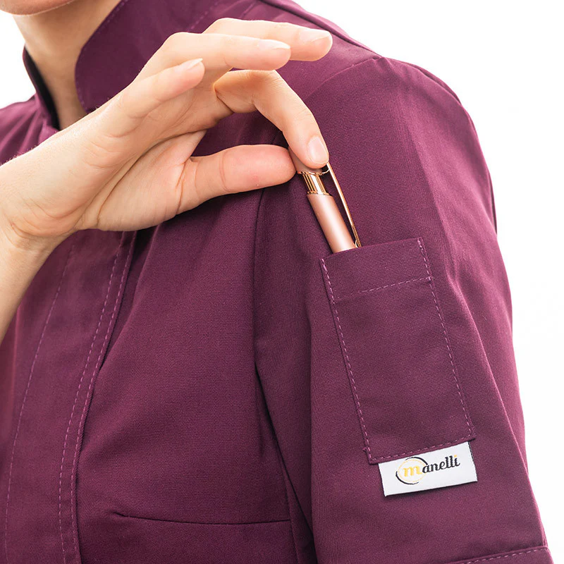 Veste de Cuisine Femme Manches Courtes Prune Lady - MANELLI - Image 9