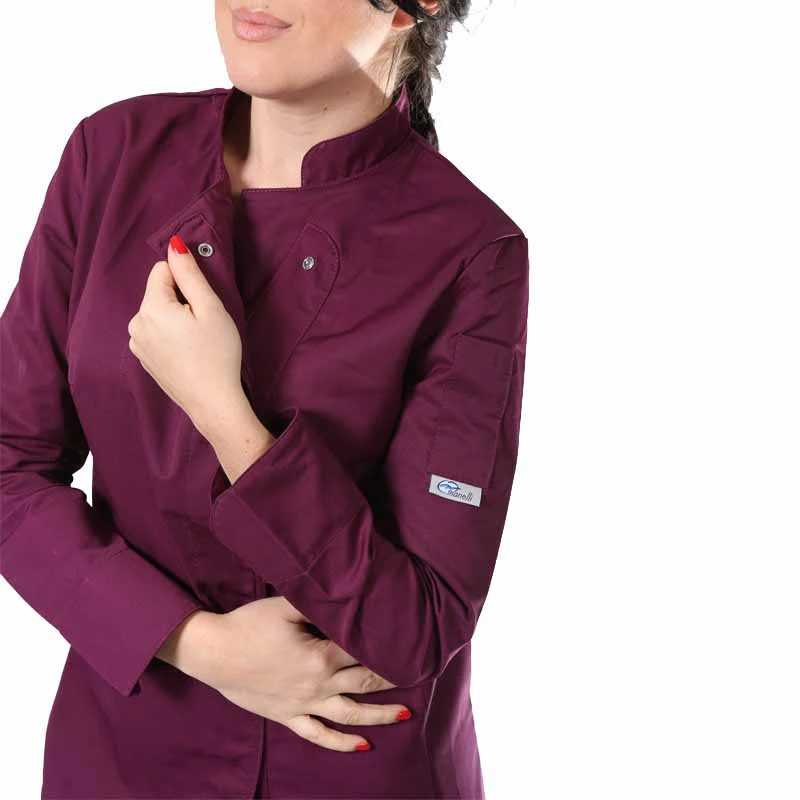 Veste de Cuisine Femme Prune Manches Longues - MANELLI - Image 2