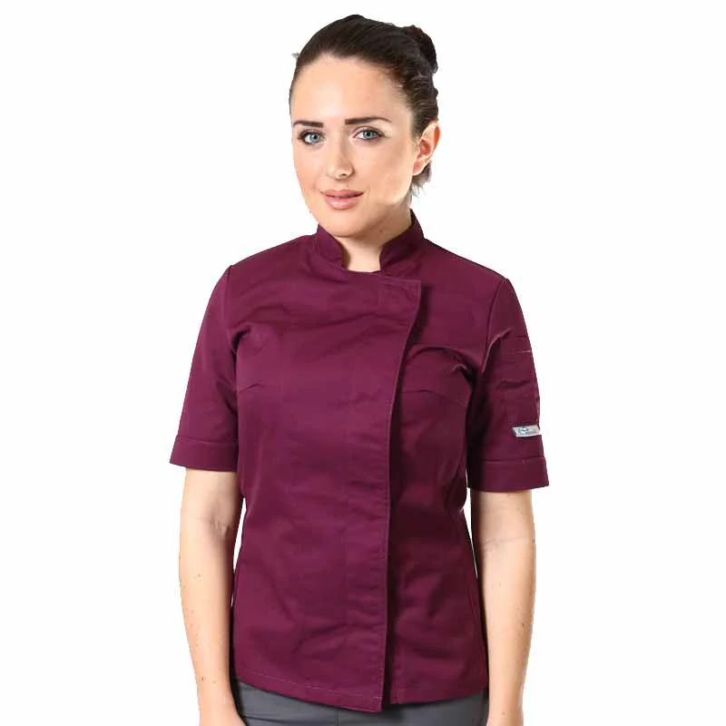 Veste de Cuisine Femme Prune Manches Longues - MANELLI - Image 4