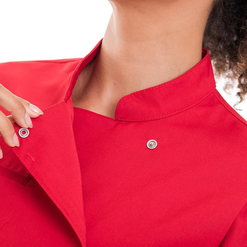 Veste de Cuisine Femme Rouge à Manches Longues Californie - MANELLI - Image 7