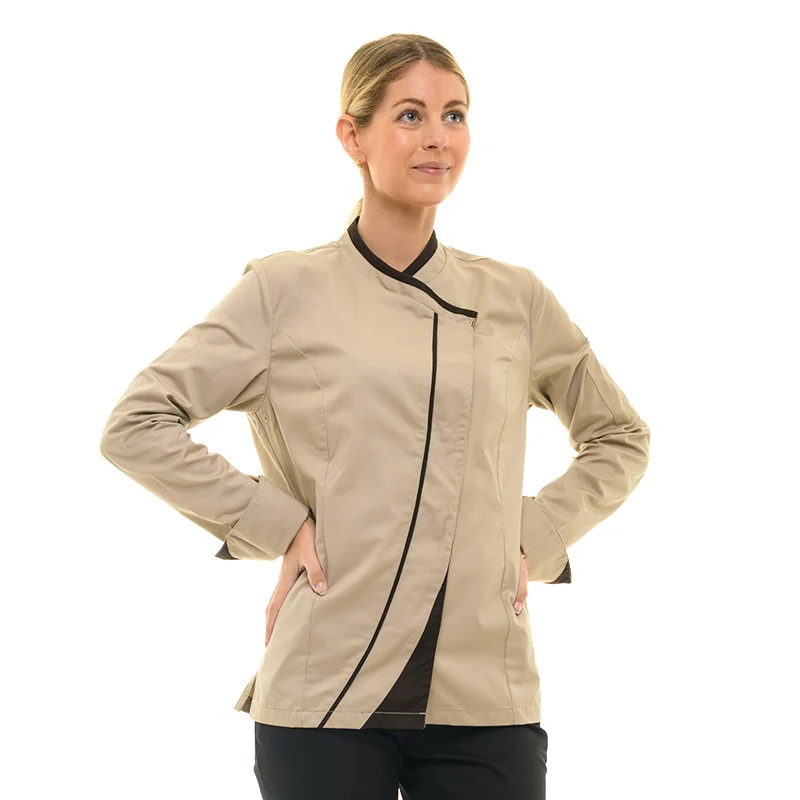 Veste de Cuisine Femme Saffron Manches Longues Gris - LAFONT CUISINE - Image 4
