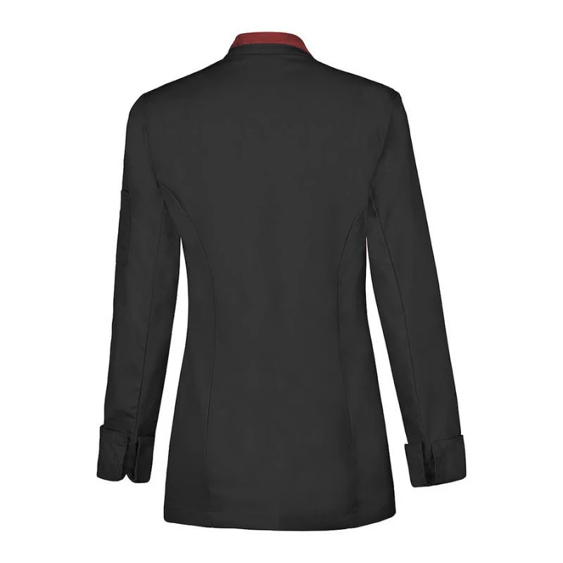 Veste de Cuisine Femme Saffron Manches Longues Noir Liseré Rouge - LAFONT CUISINE - Image 2