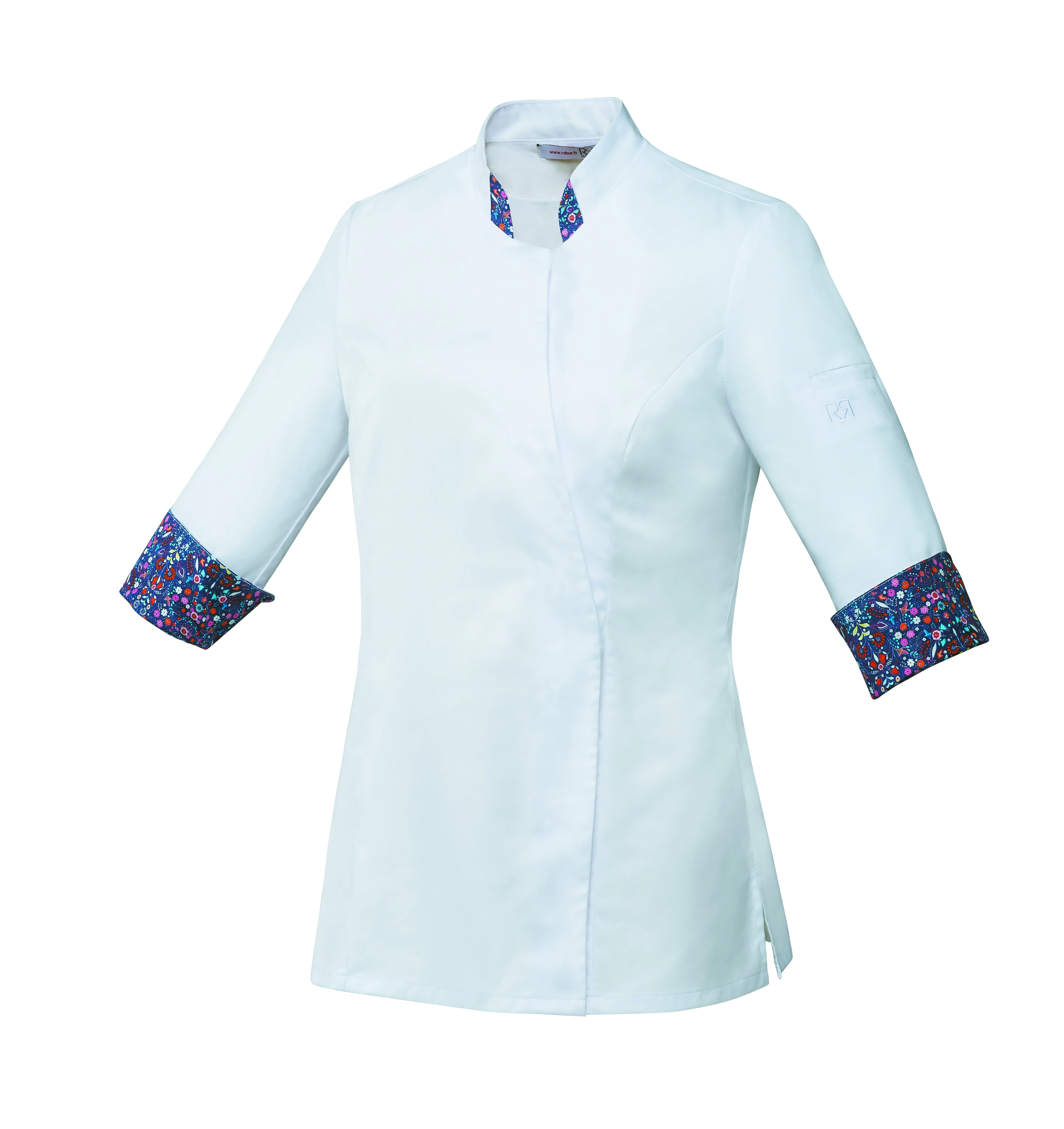 Veste de Cuisine Femme Manches Revers Fleuris Vusti - ROBUR