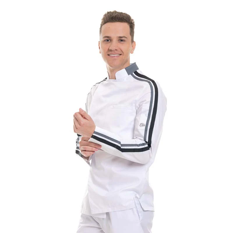 Veste de Cuisine Homme Blanche Liseré Noir GC Score - MOLINEL - Image 2