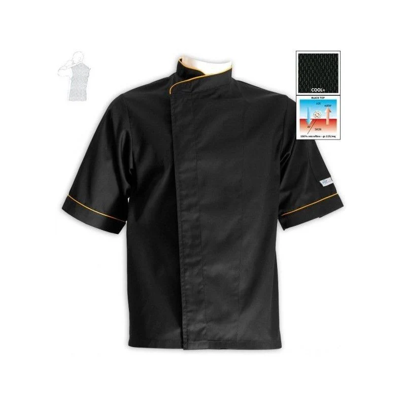 Veste de Cuisine Homme Grande Taille Noire Liseré Bordeaux - MANELLI - Image 5
