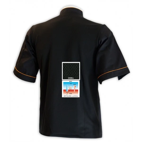 Veste de Cuisine Homme Grande Taille Noire Liseré Orange - MANELLI - Image 3