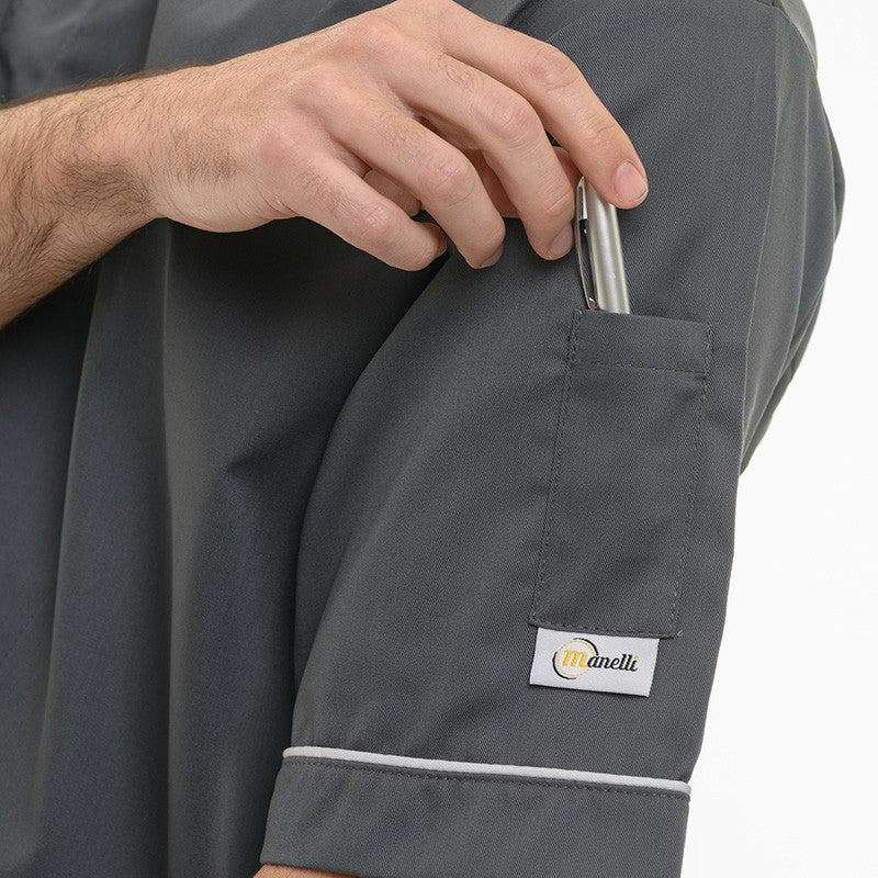 Veste de Cuisine Grise Liseré Gris Clair - MANELLI - Image 3