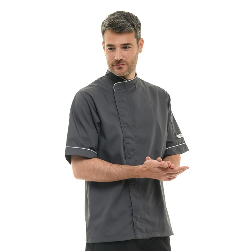 Veste de Cuisine Grise Liseré Gris Clair - MANELLI - Image 4