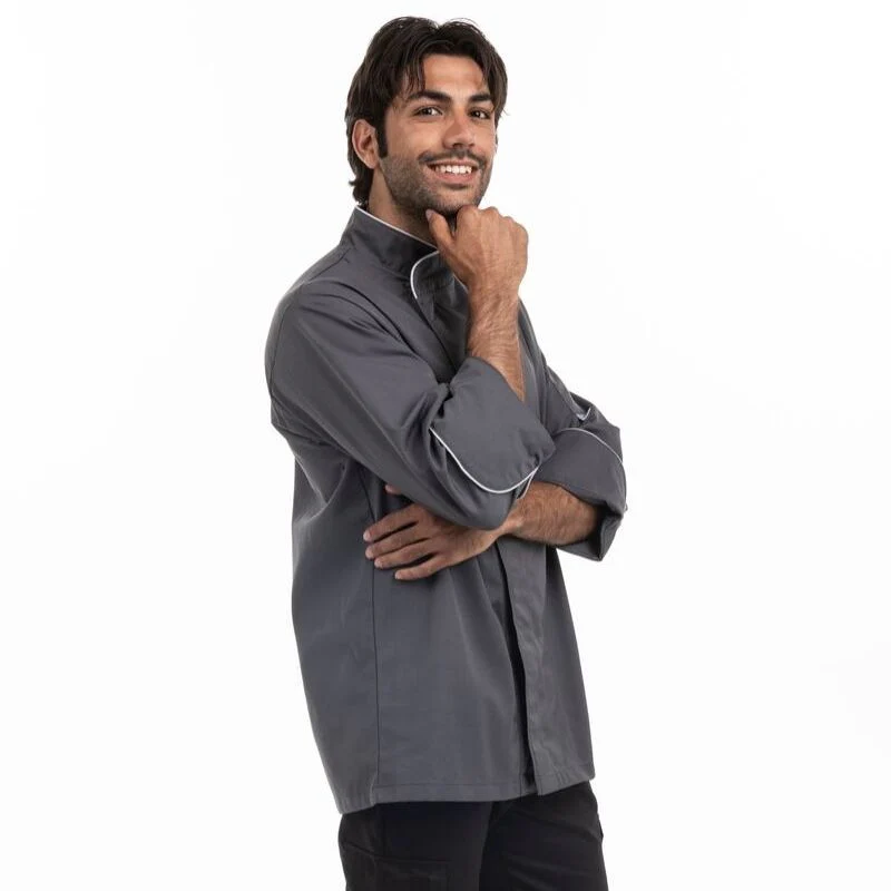 Veste de Cuisine Grise Liseré Gris Clair - MANELLI - Image 7