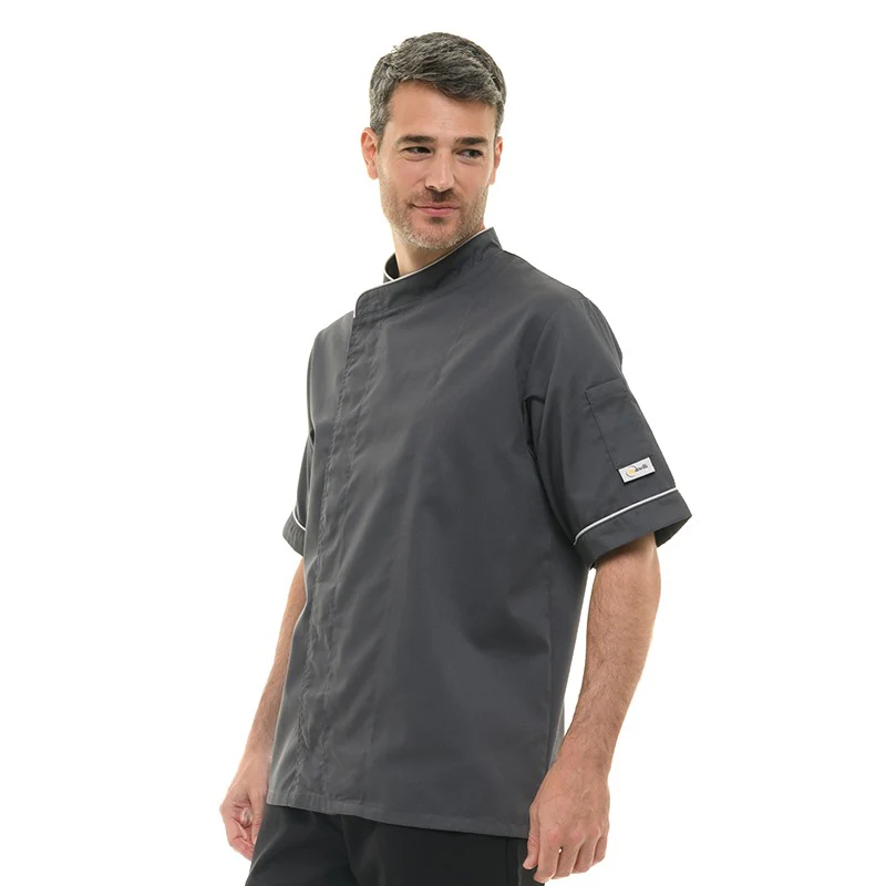 Veste de Cuisine Grise Liseré Gris Clair - MANELLI - Image 9
