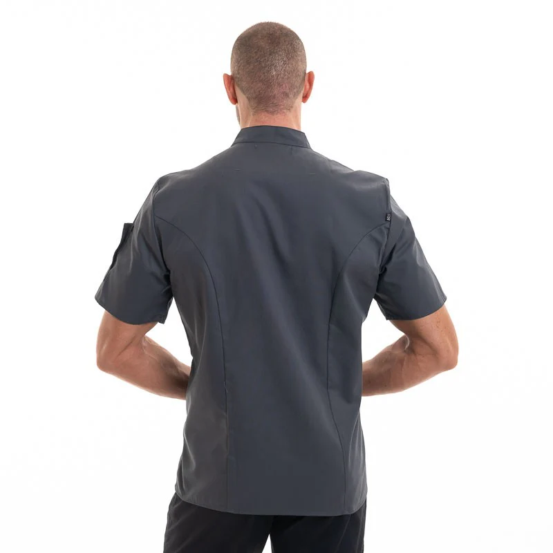 Veste de Cuisine Grise Nero Manches Courtes - ROBUR - Image 3