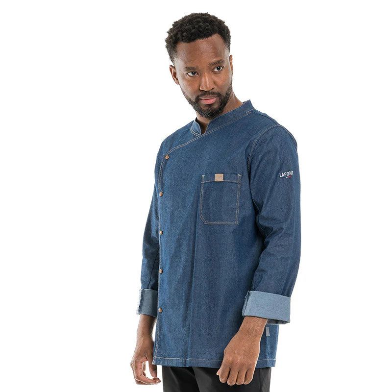 Veste de Cuisine Homme Broca Manches Longues Bleu Jean - LAFONT CUISINE - Image 3