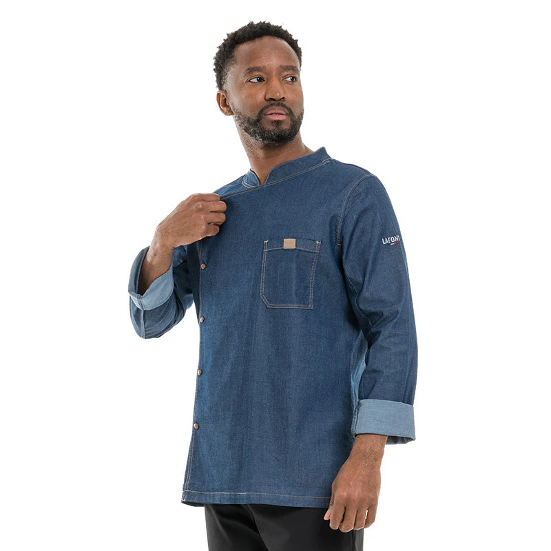 Veste de Cuisine Homme Broca Manches Longues Bleu Jean - LAFONT CUISINE - Image 4