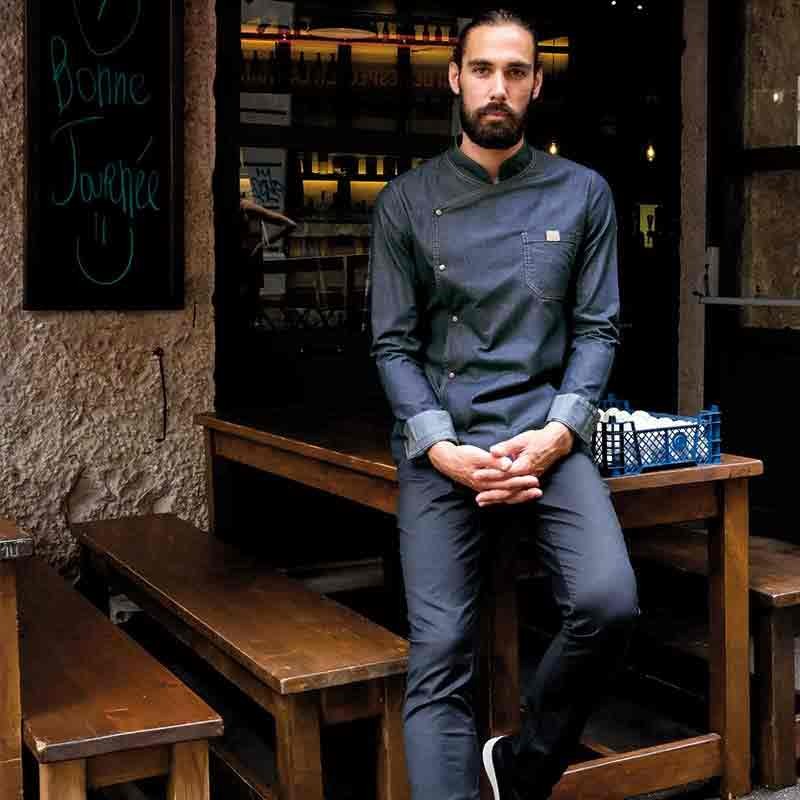 Veste de Cuisine Homme Broca Manches Longues Bleu Jean - LAFONT CUISINE - Image 6