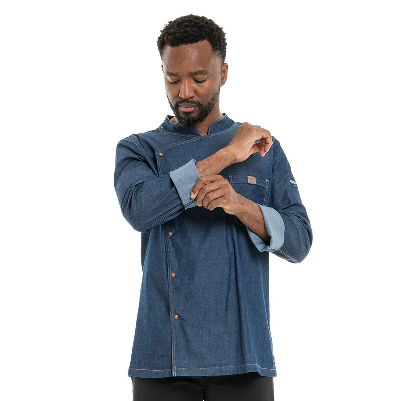 Veste de Cuisine Homme Broca Manches Longues Bleu Jean - LAFONT CUISINE - Image 7