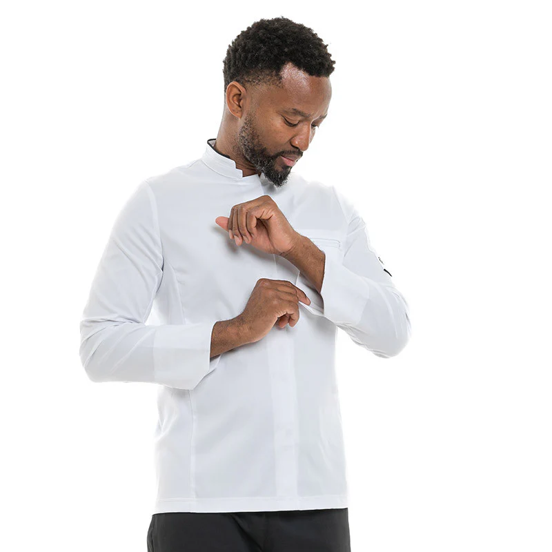 Veste de Cuisine Homme Manches Longues Blanc et Noir Crush - MOLINEL - Image 2