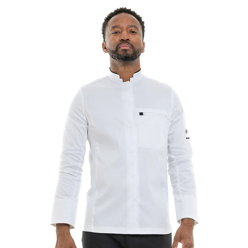 Veste de Cuisine Homme Manches Longues Blanc et Noir Crush - MOLINEL - Image 3