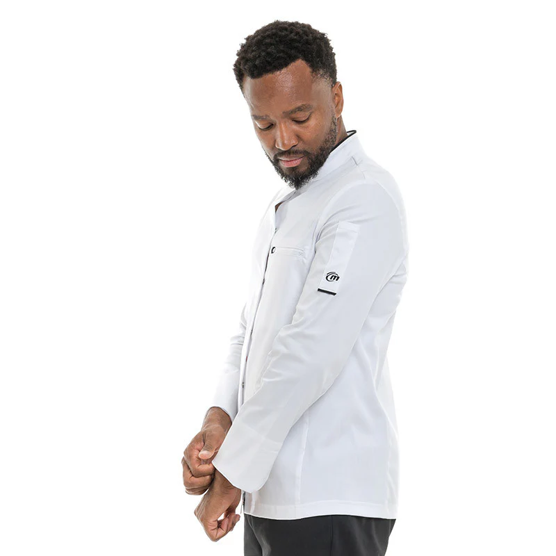 Veste de Cuisine Homme Manches Longues Blanc et Noir Crush - MOLINEL - Image 4