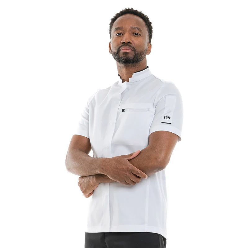 Veste de Cuisine Homme Manches Courtes Blanc et Noir Crush - MOLINEL - Image 2