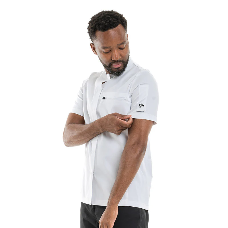 Veste de Cuisine Homme Manches Courtes Blanc et Noir Crush - MOLINEL - Image 3