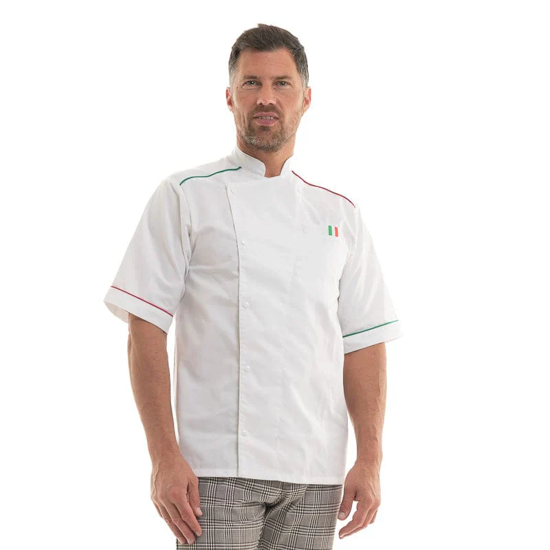 Veste de Cuisine Homme Florence Manches Courtes Blanc - MANELLI